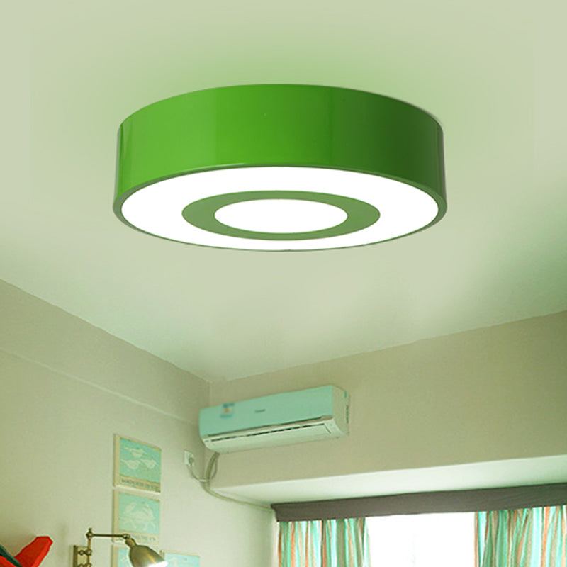 Acrylic Round Flush Mount Fixture Nordic Style Yellow/Green/Blue LED Ceiling Lighting for Kids Room