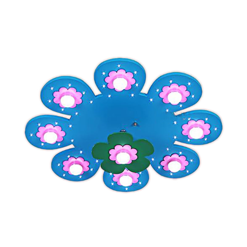 Plafonnier en bois à 9 lumières pour enfants, plafonnier à fleurs, pour salle de soins infirmiers, chambre de fille