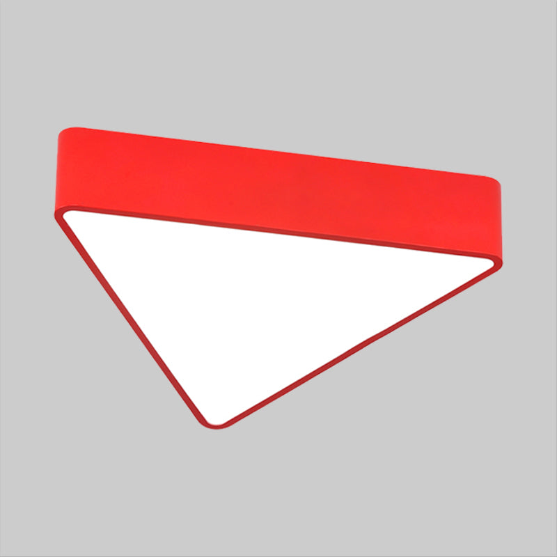 Acrylic Triangle Ceiling Lamp Minimalist LED Flush Mount Lighting Fixture in Red/Yellow/Blue