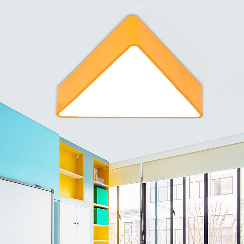 Acrylic Triangle Ceiling Lamp Minimalist LED Flush Mount Lighting Fixture in Red/Yellow/Blue
