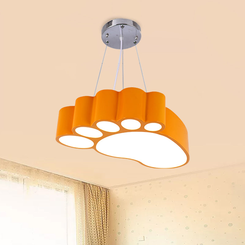 Foot Shape Ceiling Hang Fixture Simplicity Acrylic Yellow/Red/Green LED Chandelier Lighting for Nursery