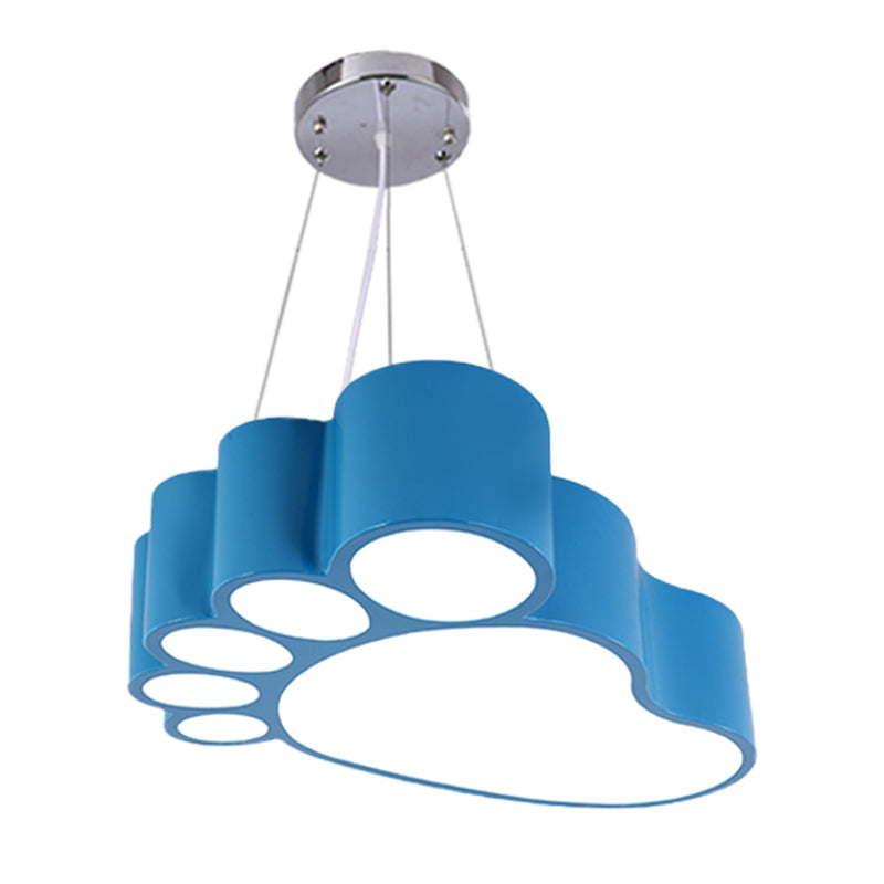 Foot Shape Ceiling Hang Fixture Simplicity Acrylic Yellow/Red/Green LED Chandelier Lighting for Nursery