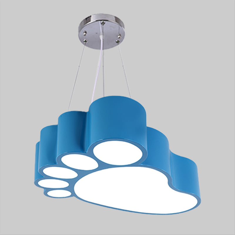 Foot Shape Ceiling Hang Fixture Simplicity Acrylic Yellow/Red/Green LED Chandelier Lighting for Nursery