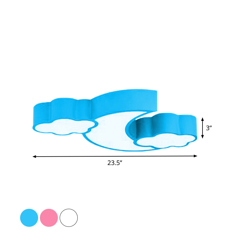 Acrylic Cloud and Moon Ceiling Pendant Modern White/Pink/Blue LED Hanging Chandelier in Warm/White Light