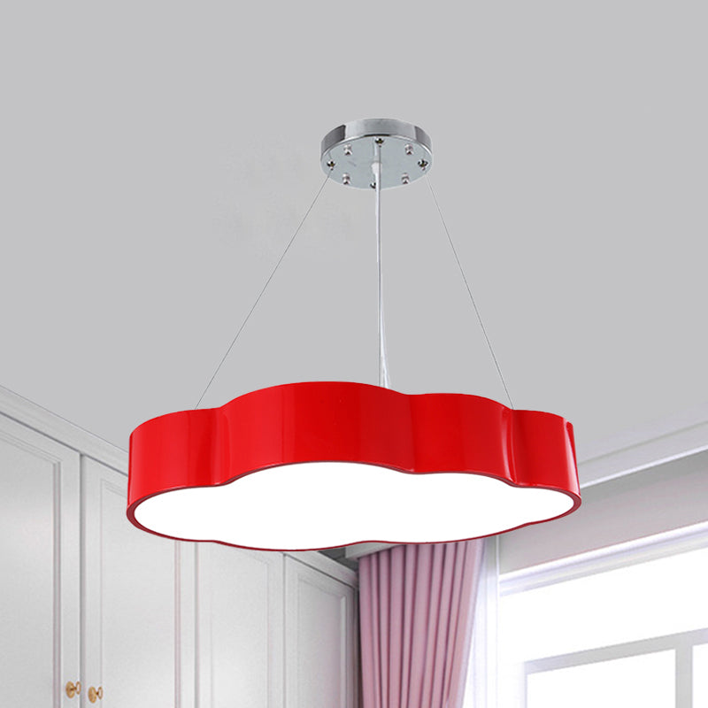 Modernist Cloud Suspension Lighting Acrylic LED Playroom Ceiling Chandelier in Red/Yellow/Green