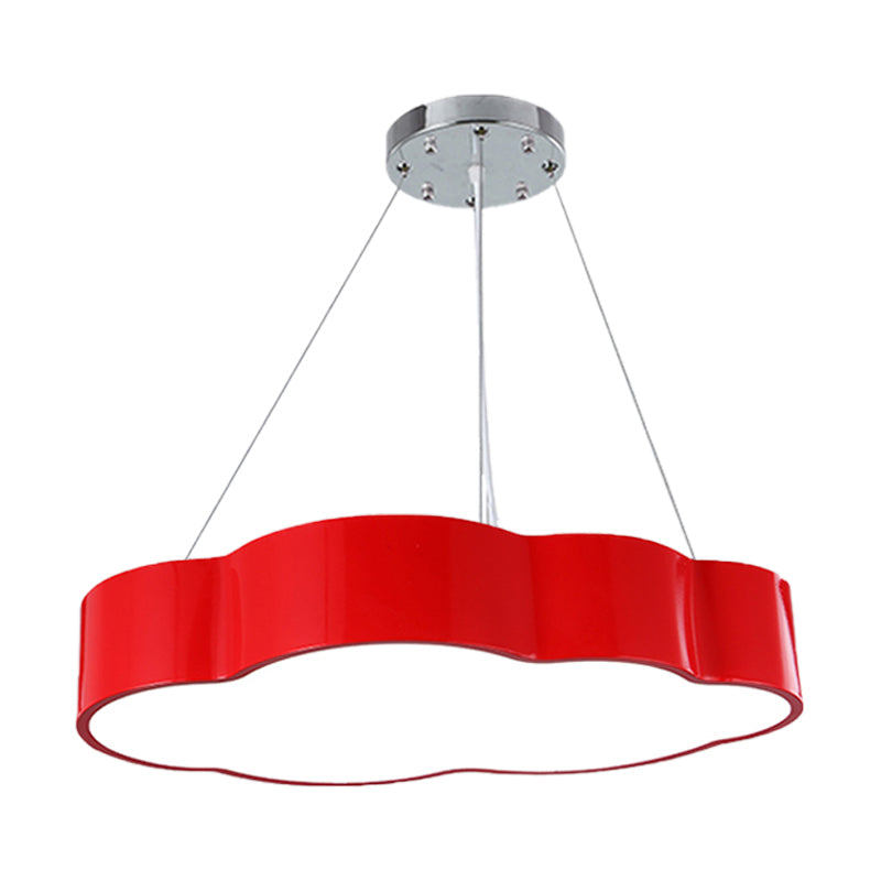 Modernist Cloud Suspension Lighting Acrylic LED Playroom Ceiling Chandelier in Red/Yellow/Green