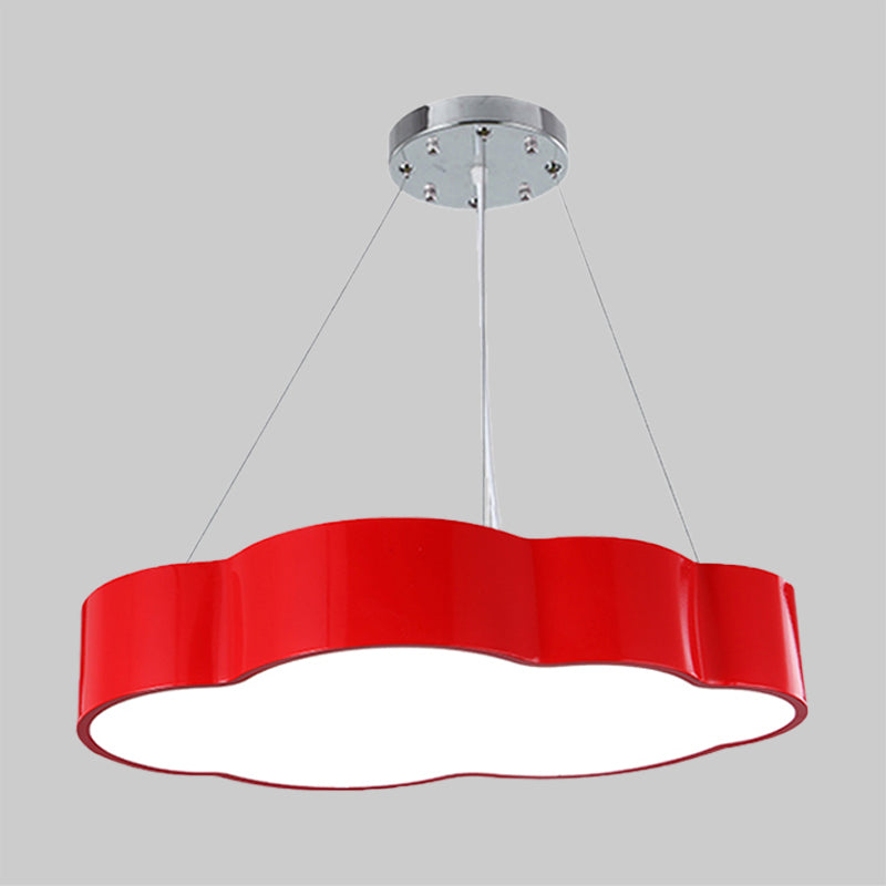 Modernist Cloud Suspension Lighting Acrylic LED Playroom Ceiling Chandelier in Red/Yellow/Green