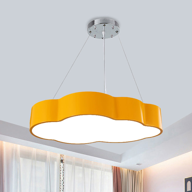 Modernist Cloud Suspension Lighting Acrylic LED Playroom Ceiling Chandelier in Red/Yellow/Green