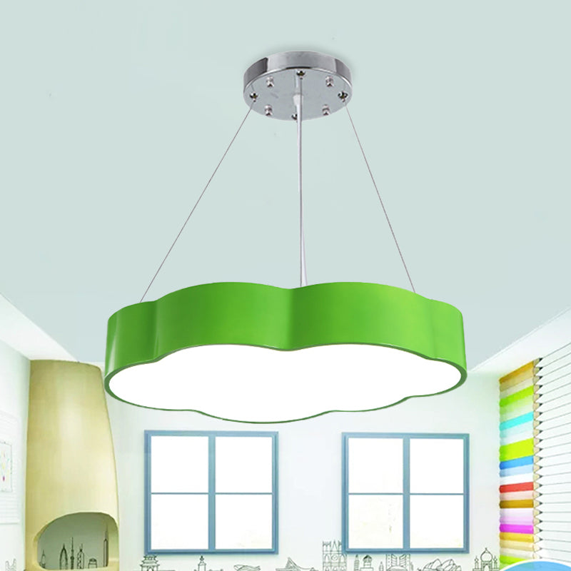 Modernist Cloud Suspension Lighting Acrylic LED Playroom Ceiling Chandelier in Red/Yellow/Green