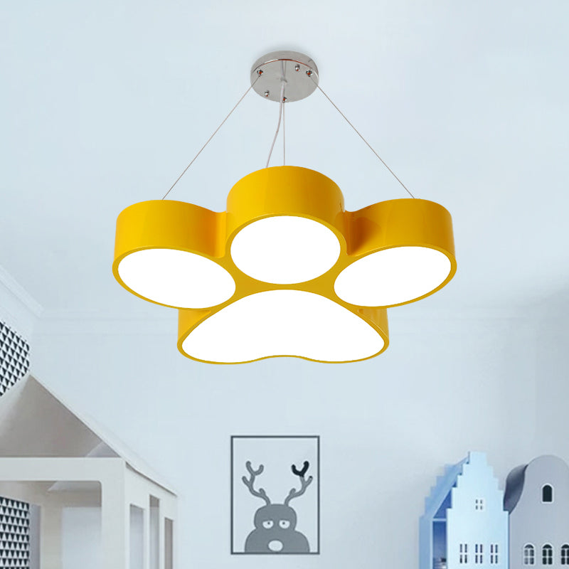 Yellow/Blue/Green Dog Claw Chandelier Minimalism LED Acrylic Hanging Ceiling Light for Playing Room
