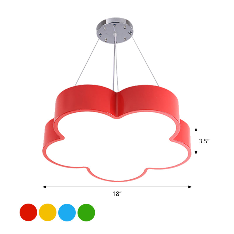 Kids LED Pendant Light Kit Yellow/Blue/Green Flower Chandelier Lamp Fixture with Acrylic Shade