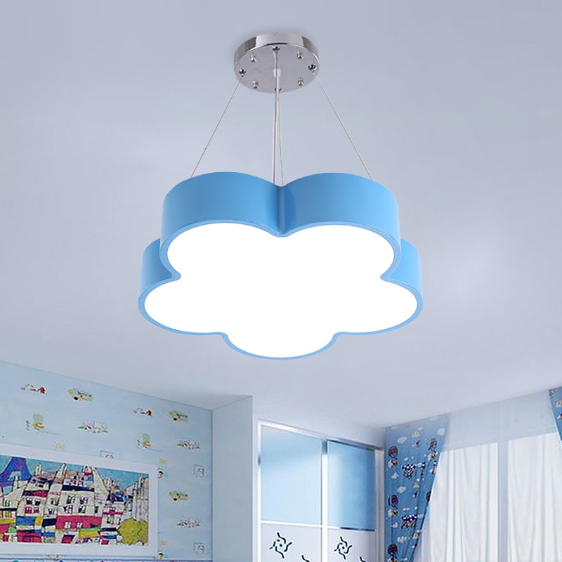 Kids LED Pendant Light Kit Yellow/Blue/Green Flower Chandelier Lamp Fixture with Acrylic Shade