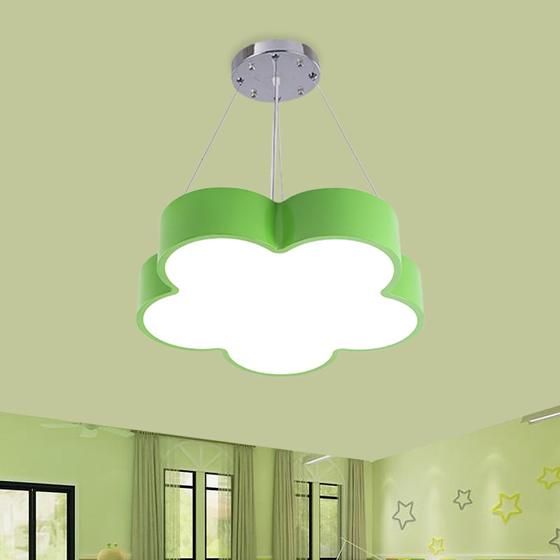 Kids LED Pendant Light Kit Yellow/Blue/Green Flower Chandelier Lamp Fixture with Acrylic Shade