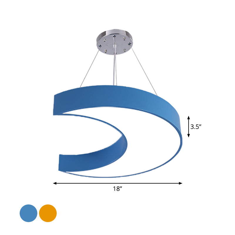 LED Corridor Ceiling Chandelier Creative Yellow/Blue Pendant Light with Crescent Acrylic Shade