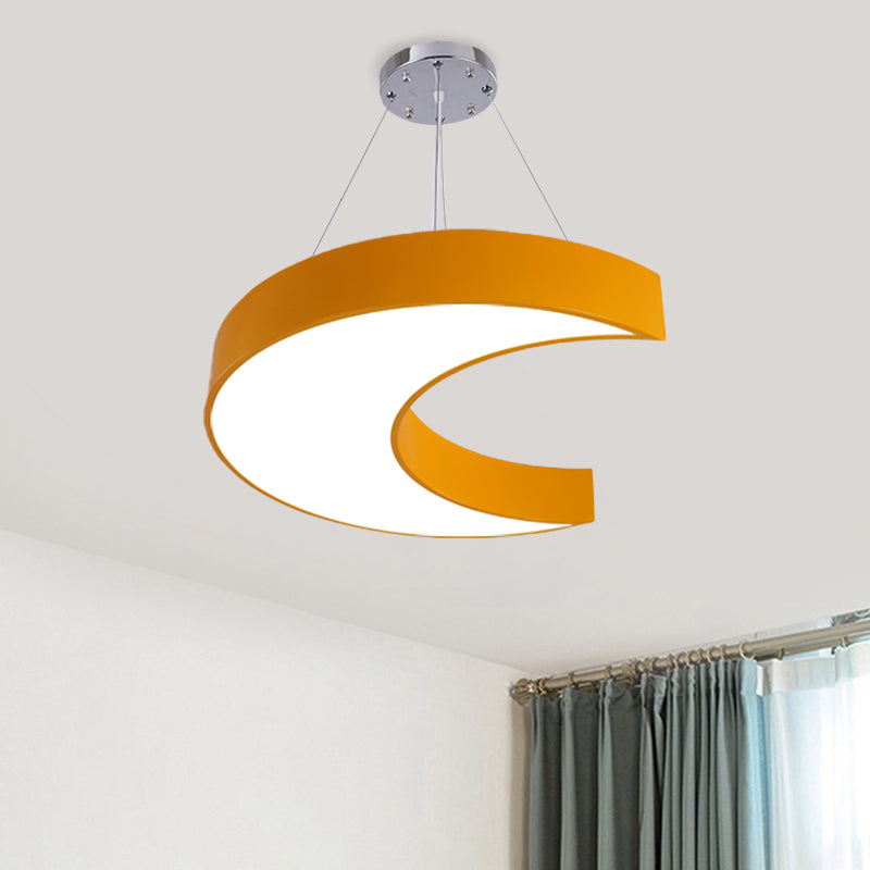 LED Corridor Ceiling Chandelier Creative Yellow/Blue Pendant Light with Crescent Acrylic Shade