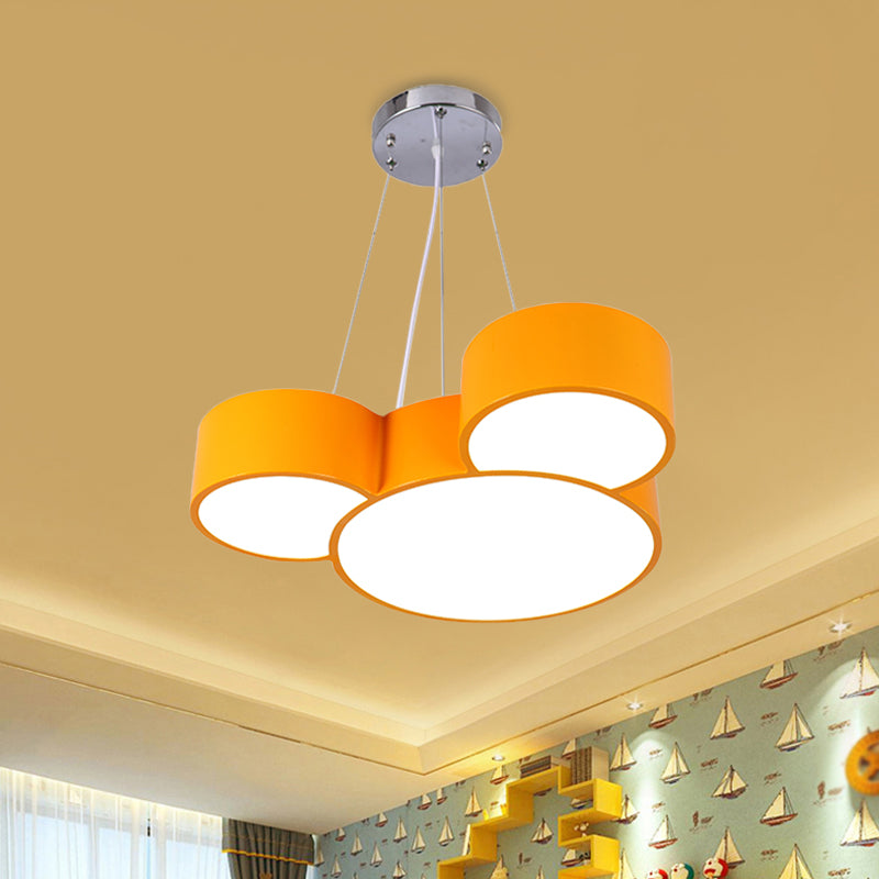 Mouse Head Hanging Chandelier Cartoon Acrylic Sleeping Room LED Suspension Pendant in Yellow/Green/Blue