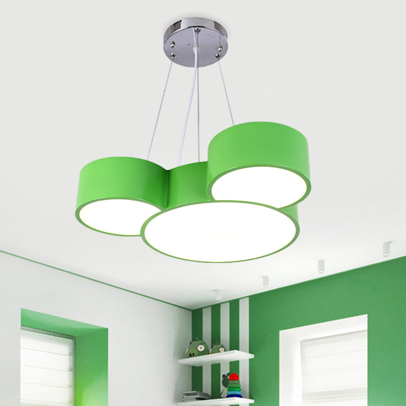 Mouse Head Hanging Chandelier Cartoon Acrylic Sleeping Room LED Suspension Pendant in Yellow/Green/Blue