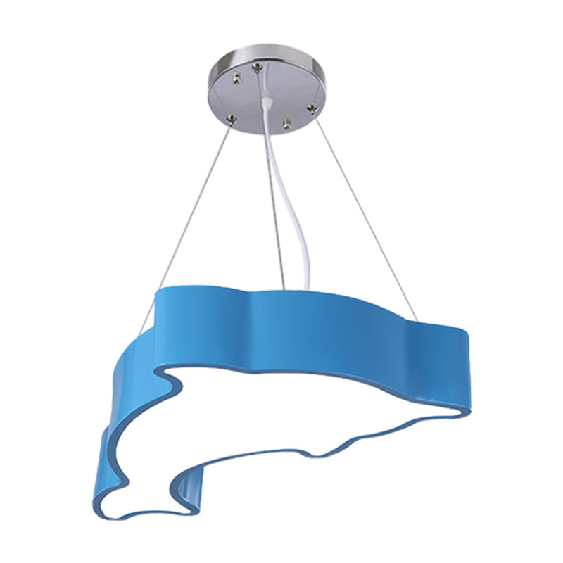 Acrylic Dolphin Pendant Chandelier Minimalist Blue/Green/Yellow LED Ceiling Suspension Lamp for Playroom