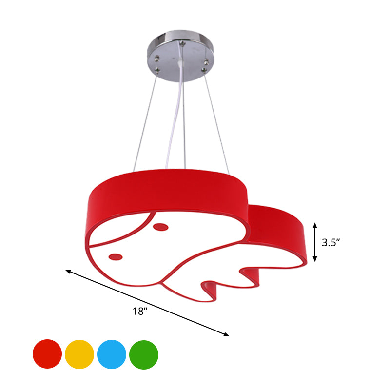 Suspension de salon LED Carton d'éclairage rouge / jaune / plafond bleu avec une teinte acrylique de méduses