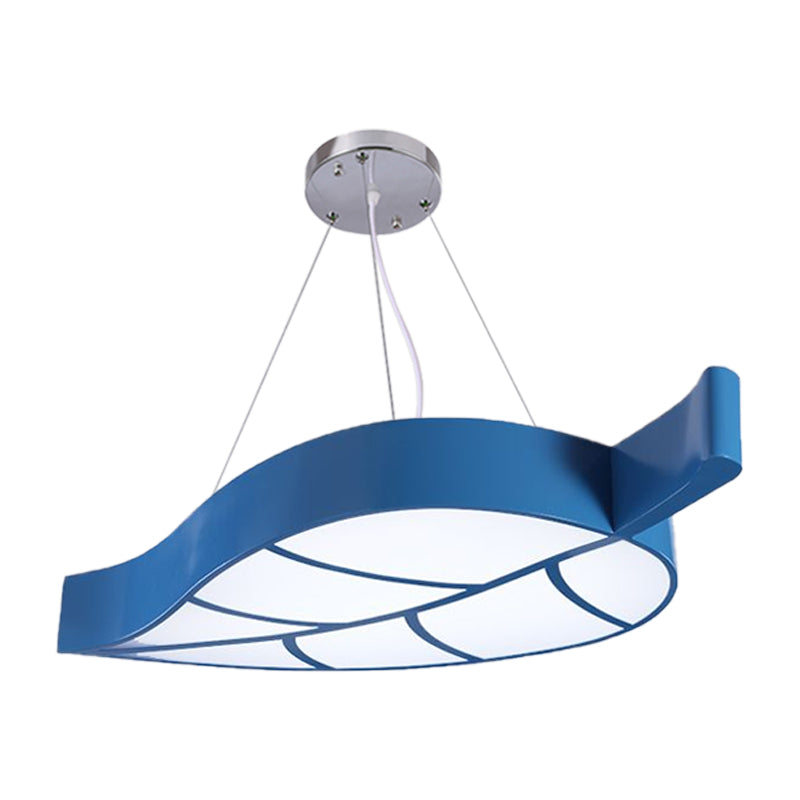 Acrylic Leave Hanging Chandelier Modern Style LED Pendant Light Kit in Blue/Yellow/Green for Dining Room