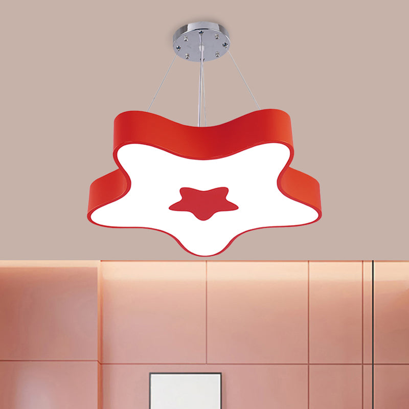 Starfish Down Lighting Pendant Nordic Acrylic LED Indoor Chandelier Lamp Fixture in Red/Blue/Yellow