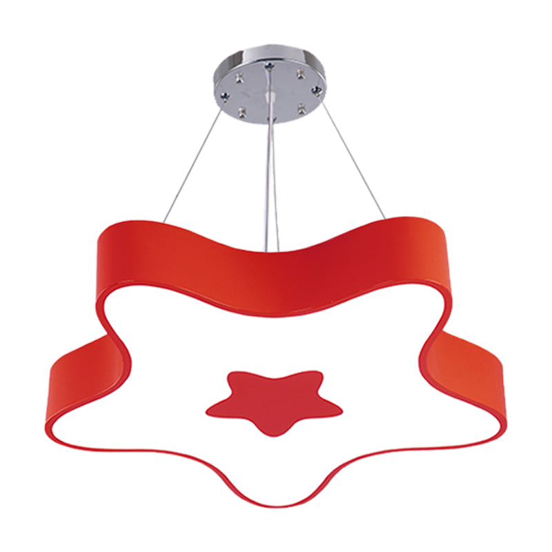 Starfish Down Lighting Pendant Nordic Acrylic LED Indoor Chandelier Lamp Fixture in Red/Blue/Yellow