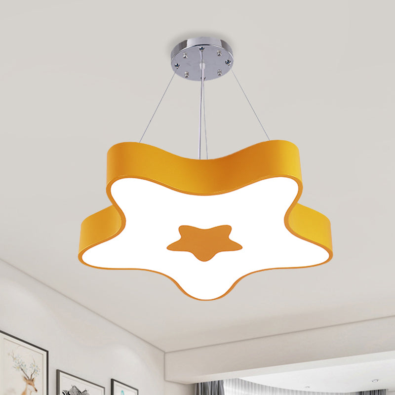 Starfish Down Lighting Pendant Nordic Acrylic LED Indoor Chandelier Lamp Fixture in Red/Blue/Yellow