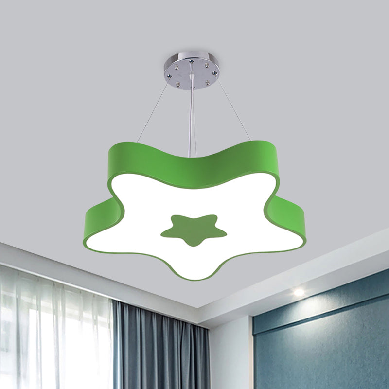 Starfish Down Lighting Pendant Nordic Acrylic LED Indoor Chandelier Lamp Fixture in Red/Blue/Yellow