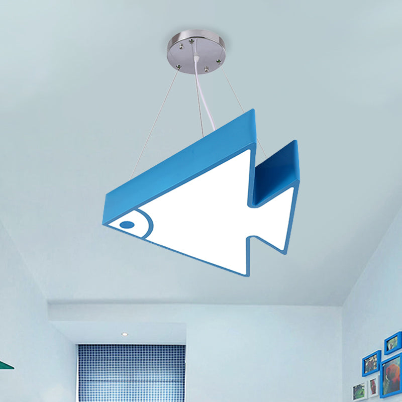 Fish Chandelier Pendant Light Modernist Acrylic Red/Blue/Green LED Hanging Lamp Kit for Bedroom