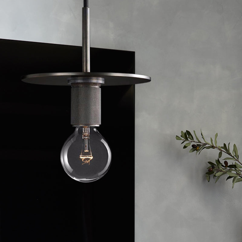 Black/Brass/Chrome Globe Hanging Light Traditional Metal 1 Head Ceiling Suspension Lamp for Living Room