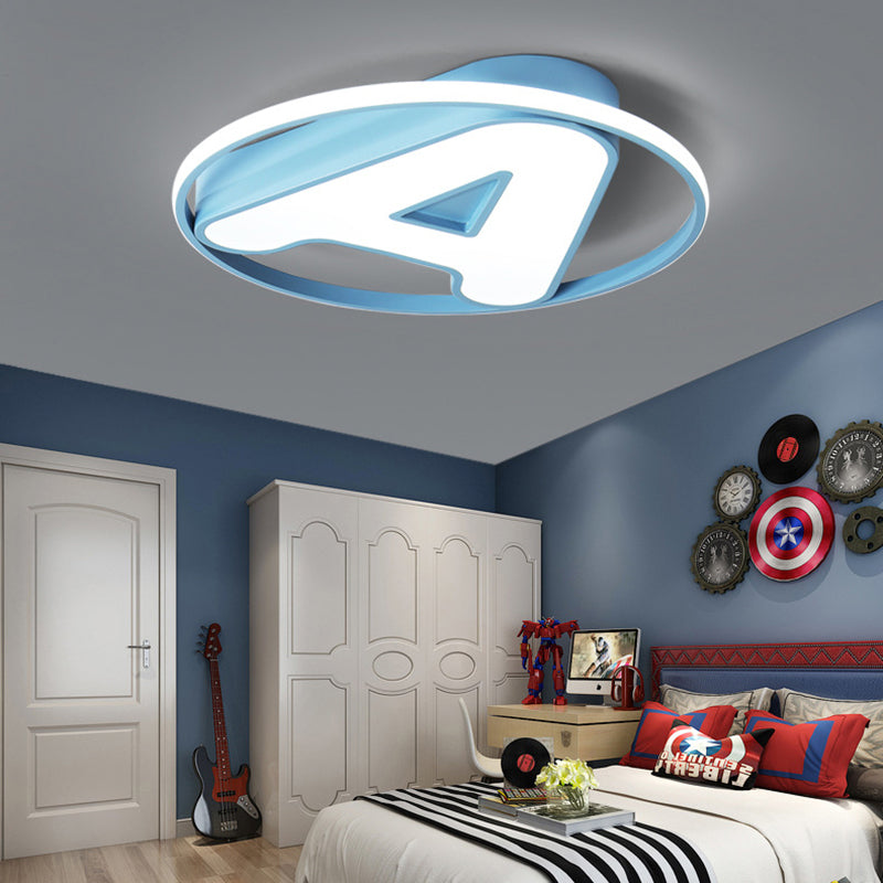 Nursing Room Circular Ceiling Lamp with Letter A Acrylic Kids LED Ceiling Mount Light