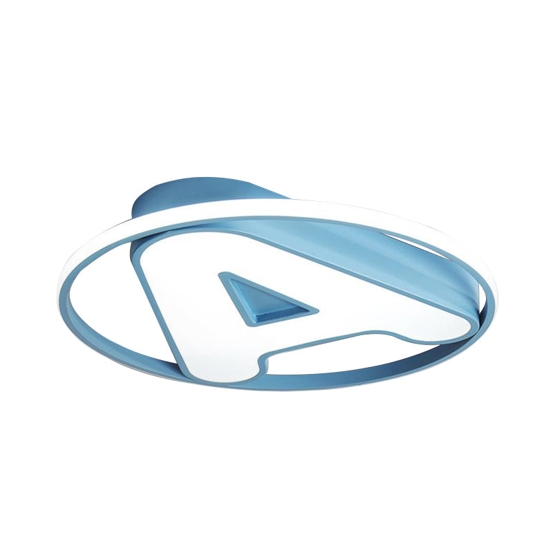 Nursing Room Circular Ceiling Lamp with Letter A Acrylic Kids LED Ceiling Mount Light