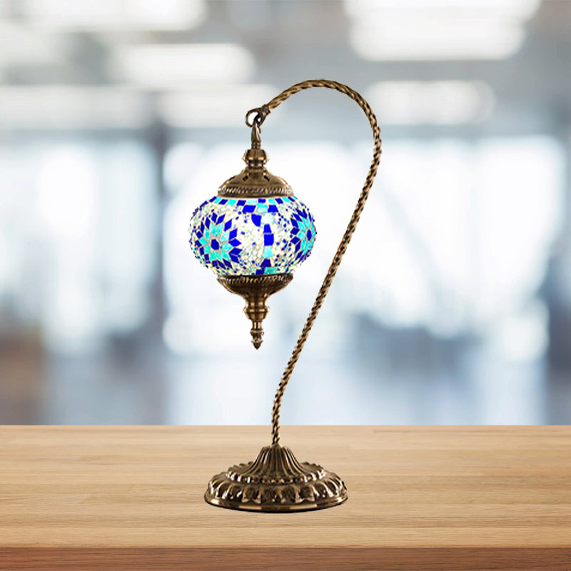 Luz de escritorio global tradicional rojo/blanco/vidrio amarillo 1 cafetería lámpara de mesa nocturna con base de metal