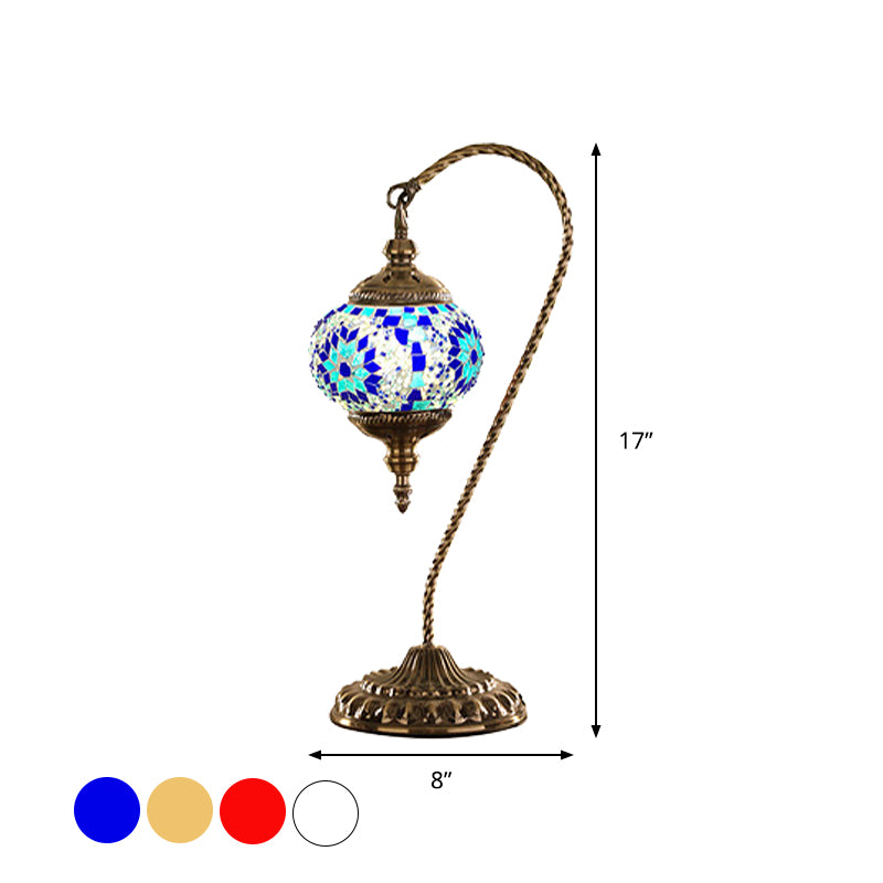 Luz de escritorio global tradicional rojo/blanco/vidrio amarillo 1 cafetería lámpara de mesa nocturna con base de metal