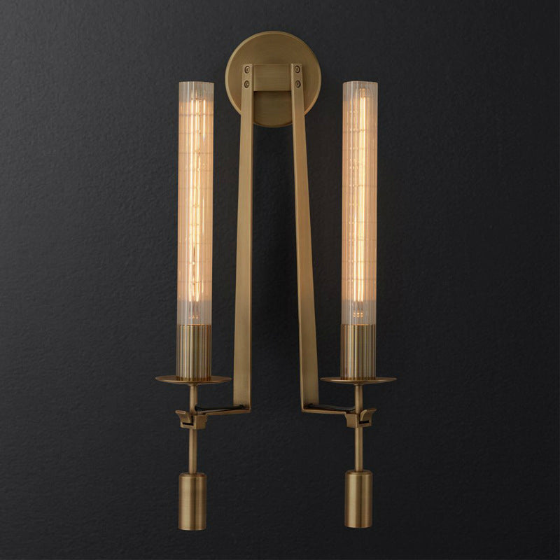 Tube Bathroom Wall Mount Light Minimalist Metal 1/2-Head Brass/Black/Chrome Sconce Lighting Fixture