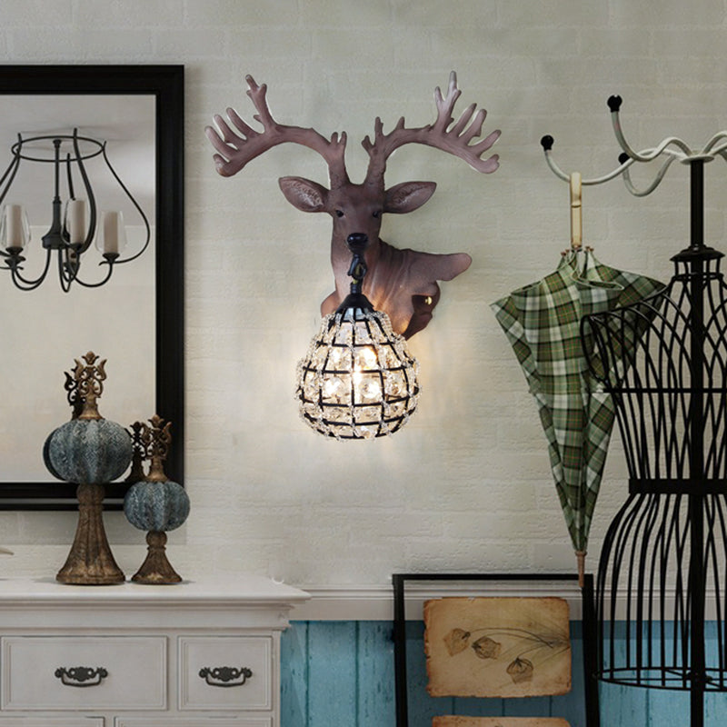 Splicador de pared de alces de resina 1 Light 1 Light Bedroom Lighting Lighting en negro/dorado, izquierda/derecha