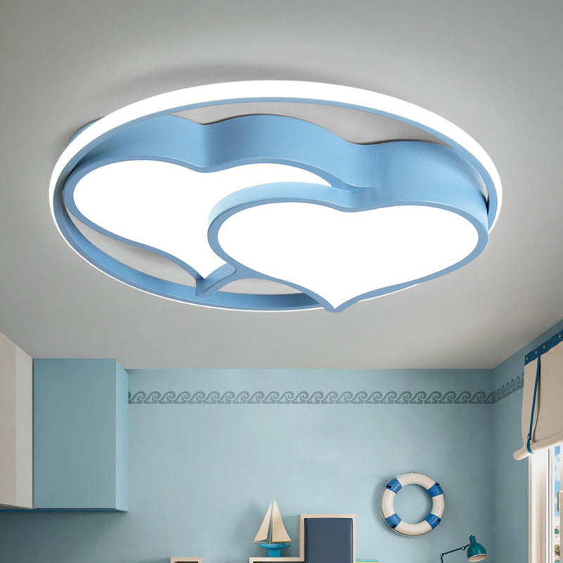 Cute Loving Heart Ceiling Mount Light Acrylic LED Ceiling Fixture for Girls Boys Bedroom