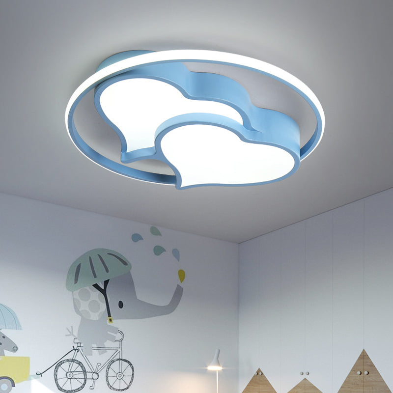 Cute Loving Heart Ceiling Mount Light Acrylic LED Ceiling Fixture for Girls Boys Bedroom