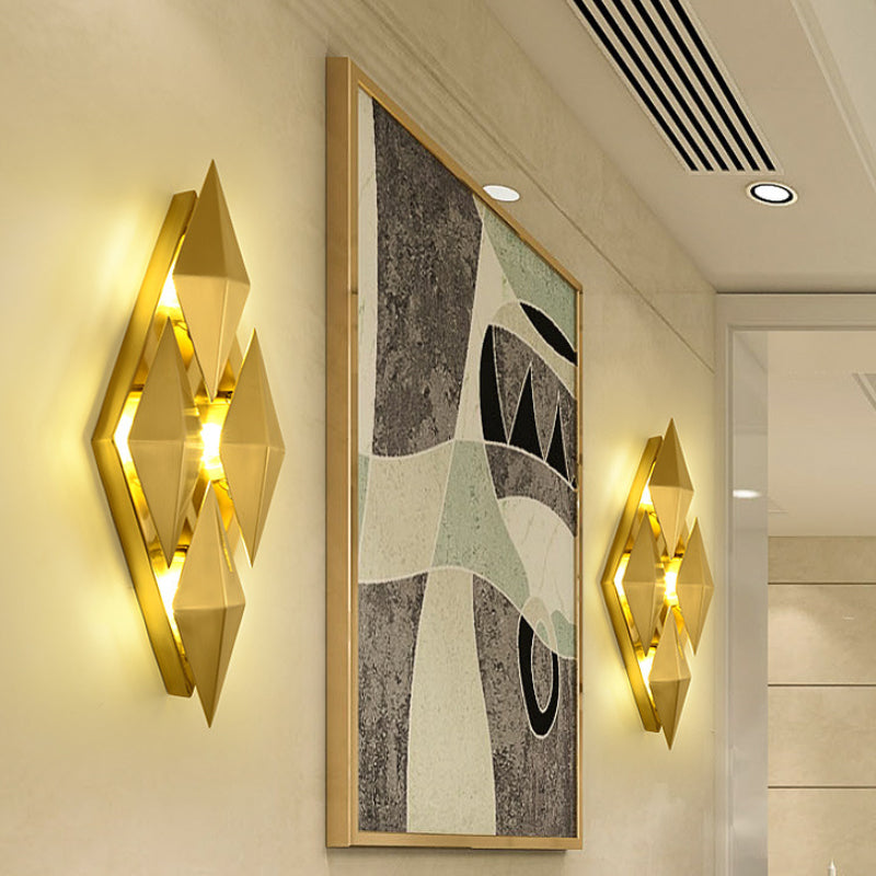 7 "/ 11" W Rhombus Métal Gamique Lumière Colonial Style 9/4 Light Golden Mur Murd Lighting