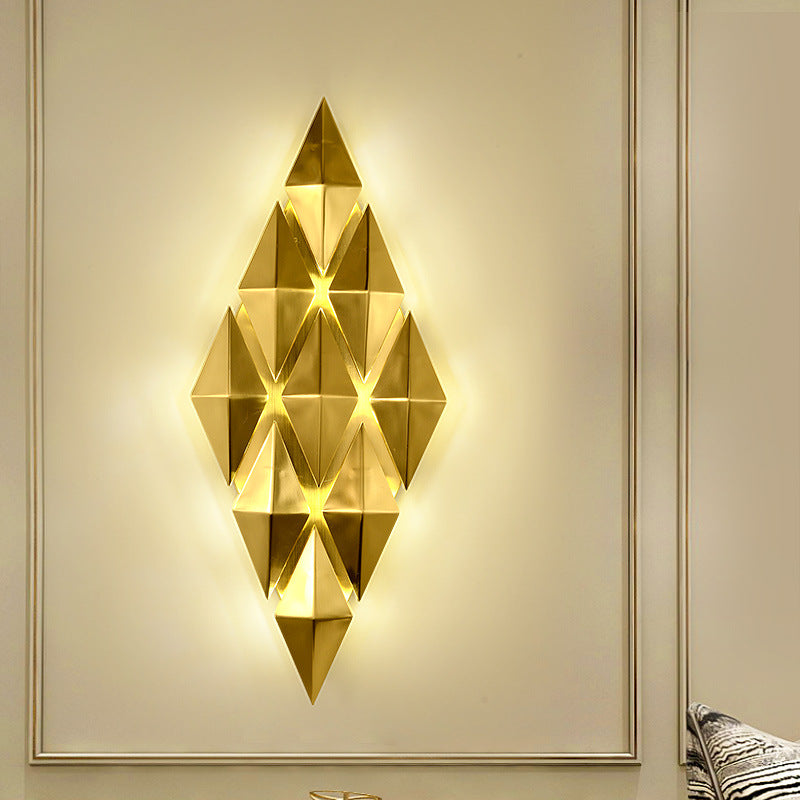 7 "/ 11" W Rhombus Métal Gamique Lumière Colonial Style 9/4 Light Golden Mur Murd Lighting