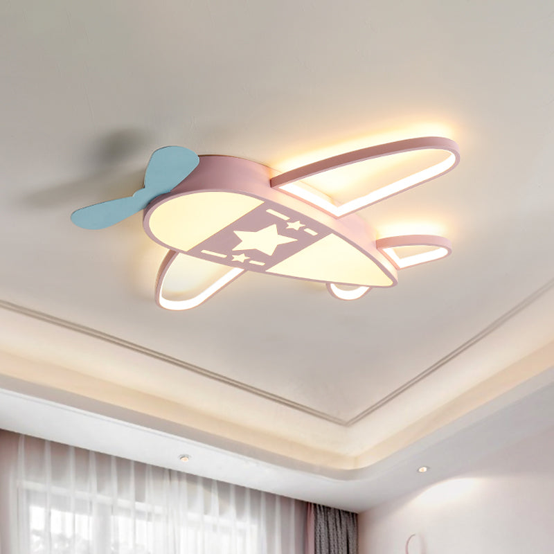 Iluminación de techo acrílica en forma de avión, accesorio de montaje empotrado LED rosa/azul Simple en luz blanca/de 3 colores