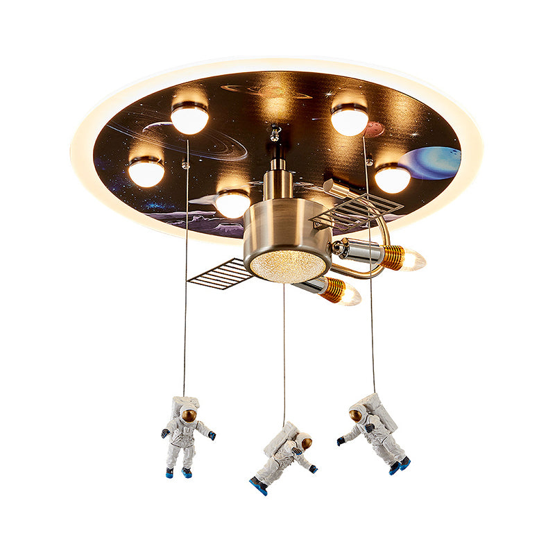 Kids 9 - Bulb Massimale Flush Montaggio Black Space Satellite Flushmount Lighting con Acrilico Shade