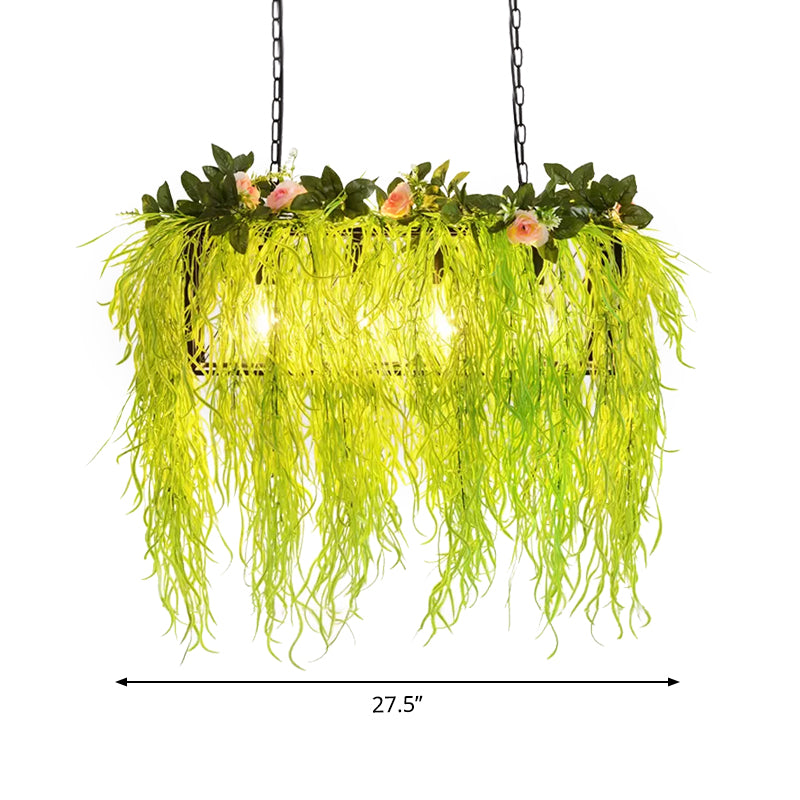 Lámpara colgante de hierro de 1/3/4 linda blanca/rosa/planta púrpura Café de lámpara de araña con globo/rueda/jaula cónica