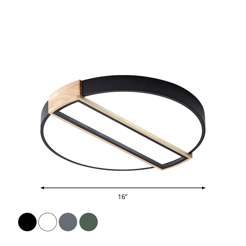 16"/19.5" Wide Nordic LED Flushmount White/Grey/Green Spliced Round Ceiling Mount Light with Acrylic Shade