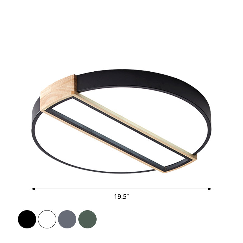 16"/19.5" Wide Nordic LED Flushmount White/Grey/Green Spliced Round Ceiling Mount Light with Acrylic Shade