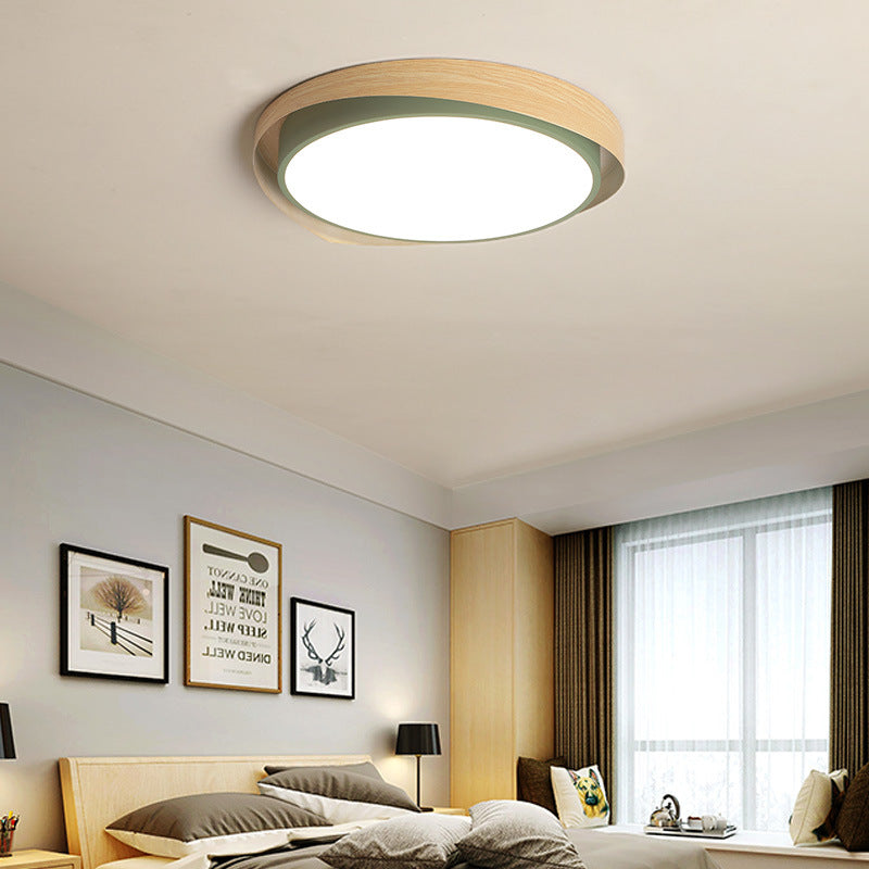 16.5"/20.5" W 2-Shade Circular Ceiling Light Macaron Metal Blue/Grey and Beige LED Flush Mount Fixture for Child Bedroom, Warm/White Light
