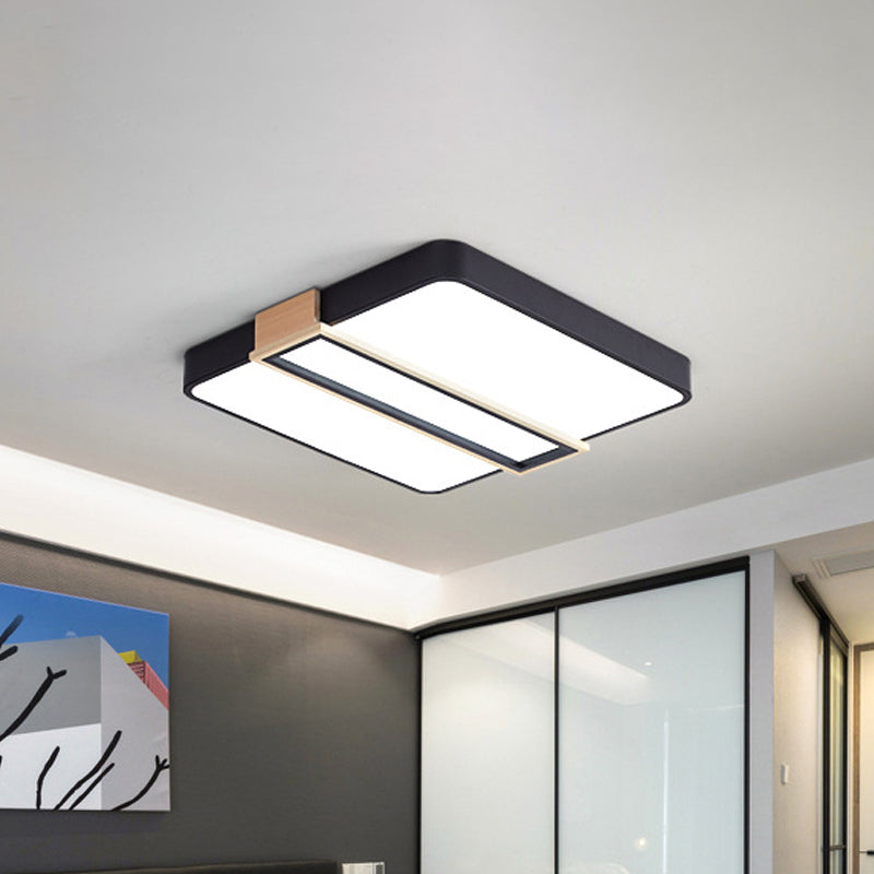 Camera LED Flush Monte Nordic Nero / Bianco / Verde Flushmount Illuminazione con Piazza Acrilico Shade, 16 "/19.5" W