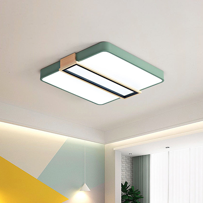 Camera LED Flush Monte Nordic Nero / Bianco / Verde Flushmount Illuminazione con Piazza Acrilico Shade, 16 "/19.5" W