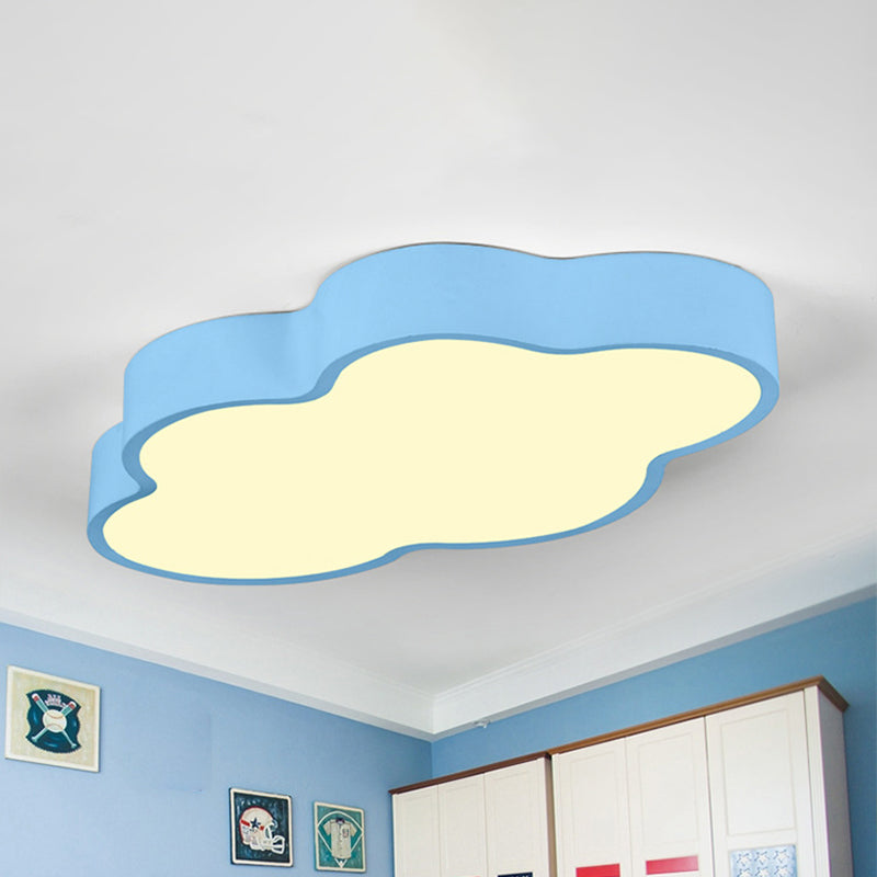 Lampada da soffitto a forma di nuvola Macaron in acrilico da 20,5"/24,5" ampia lampada da incasso a LED per camera da letto in bianco/blu