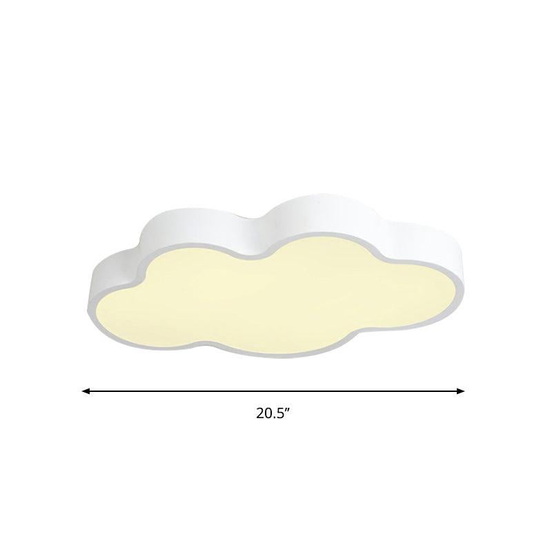 Macaron Cloud Shaped Ceiling Lighting Acrylic 20.5"/24.5" Wide LED Bedroom Flush Mounted Lamp in White/Blue